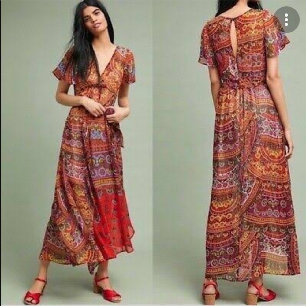 Anthropologie brand Akemi + Kim paisley wrap dress sz 10.